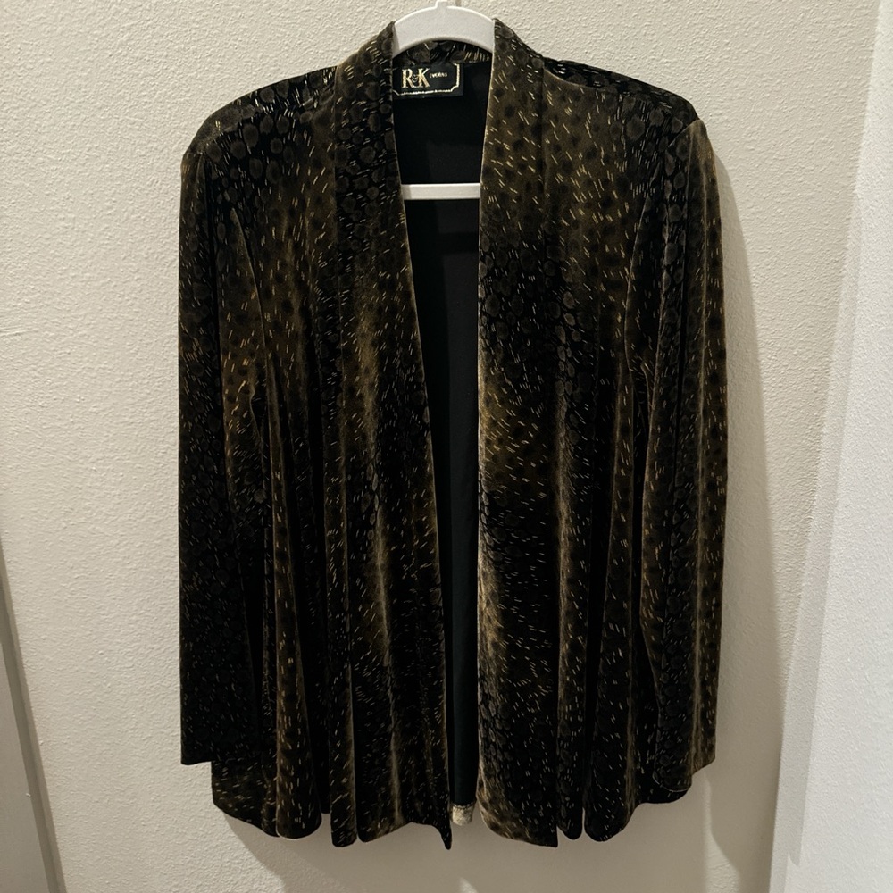 Vintage R&K Evening Textured Velvet blazer in Black and Gold